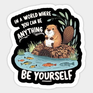 In A World Where You Can Be Anything Be Yourself Beaver Design Sticker